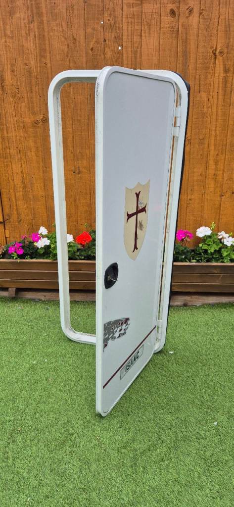 Various side doors with frames and keys for caravan camper motorhome - gas, toilet, storage.