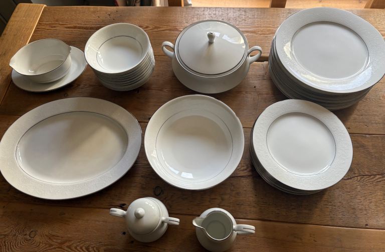 Selection Of 34 White And Silver RC Philippines Noritake China 