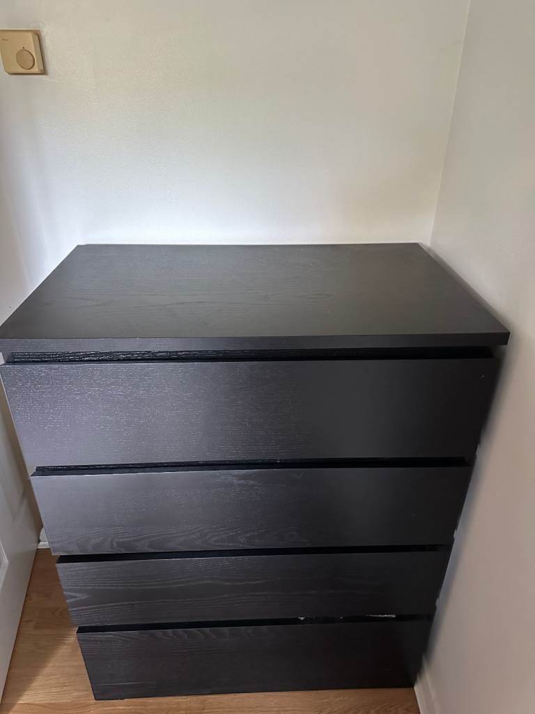 IKEA MALM 4-Drawer Chest – Black-Brown