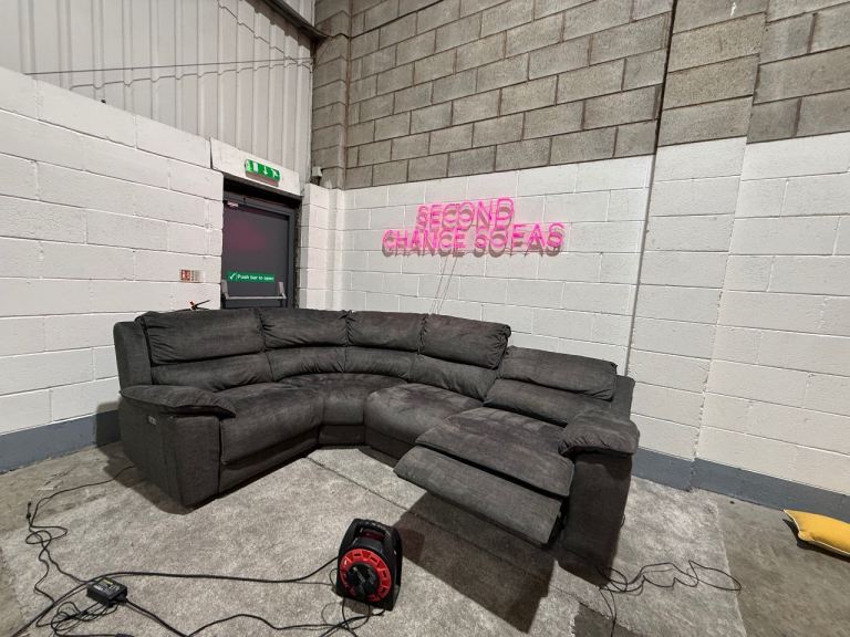 Grey double electric recliner corner sofa (with USB) from oak furniture land DELIVERY AVAILABLE 