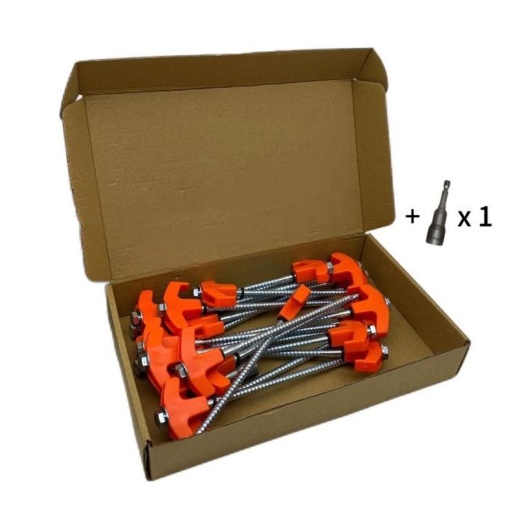 15 x Screw In Heavy Duty Drill Top Ground Pegs Awning Pegs Tent Pegs Set Steel