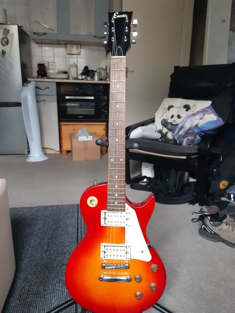 Encore Electric Guitar – Red Sunburst, Good Condition