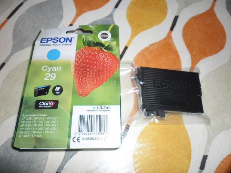 Epson Strawberry Ink Cartridges, still sealed in packets.