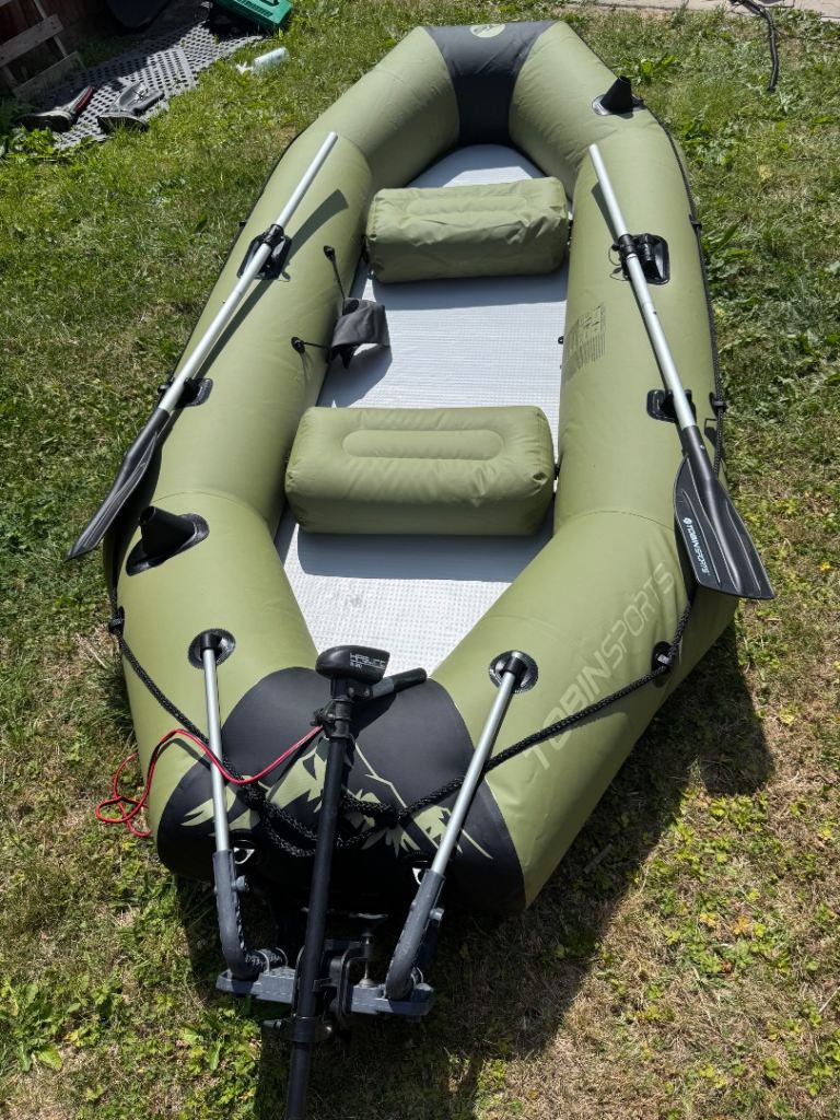 Tobin Sports Inflatable Boat with electric motor & Pump – Good Condition