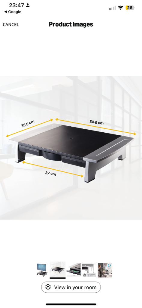 Fellowes Computer Monitor Stand with 5 Height Adjustments – Office Suites Riser with Storage Tray