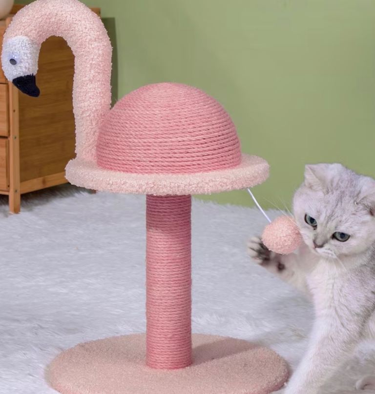 Pink Flamingo Cat Scratching Post & Play Toy – As Good As New