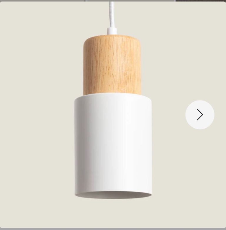 New Modern White and Wood Pendant Ceiling Lights x3
