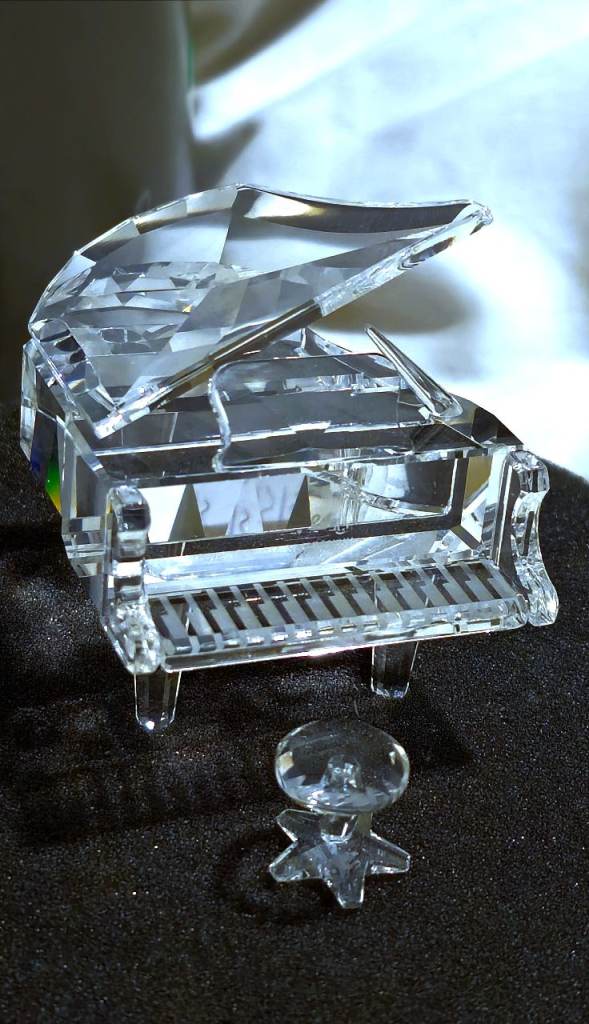 Swarovski Silver Crystal Miniature Grand Piano & Stool Set with Original Box