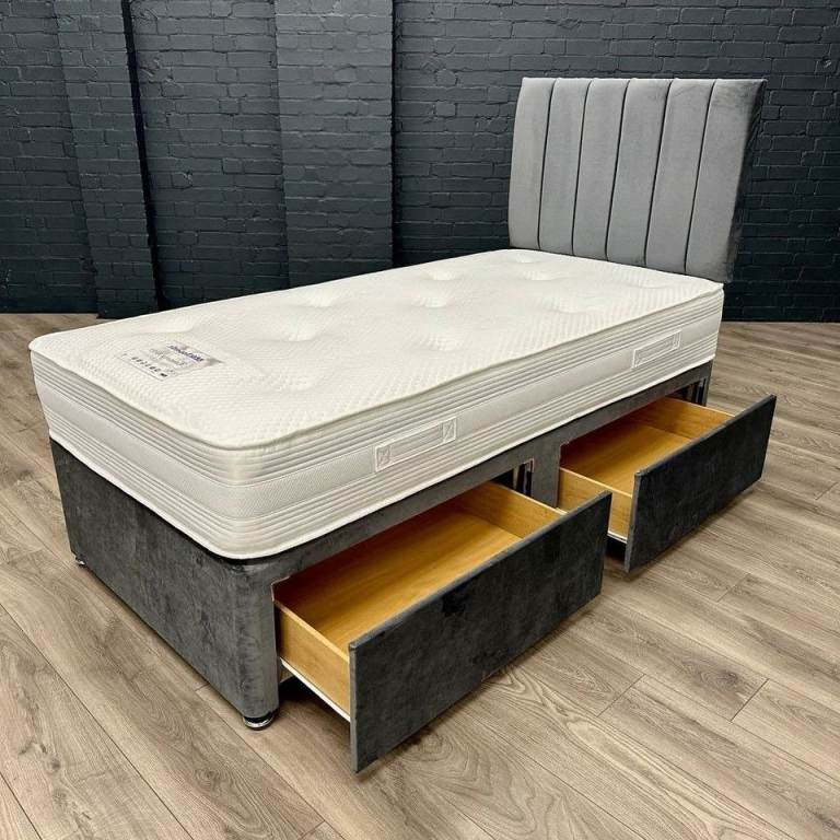 image for Book Now ASAP | Divan Single Bed With Opt Mattress & Storage drawer - COD Same Day delivery
