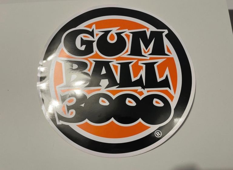 Gumball 3000 Orange and black decal sticker 28cm x 28cm 