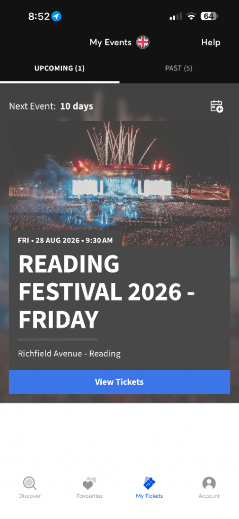 Reading festival ticket (Friday only) 