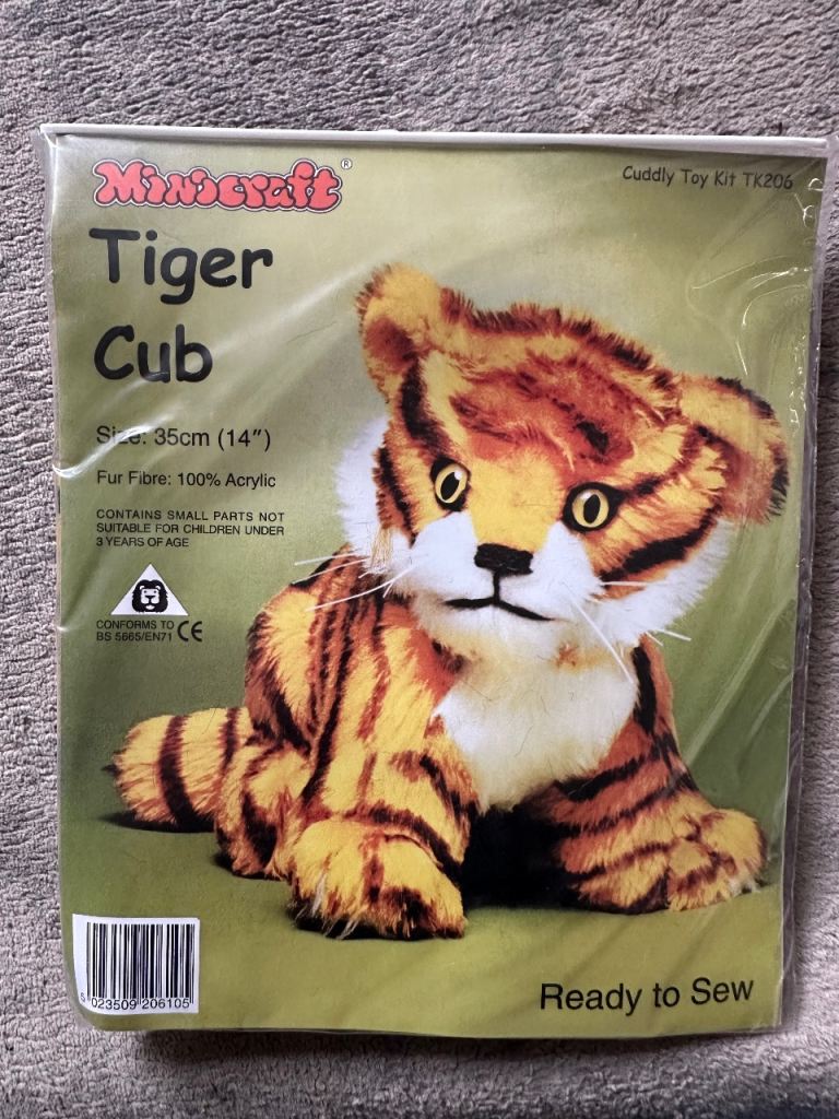 vintage Minicraft "Tiger Cub" Ready to Sew Soft Toy Kit.