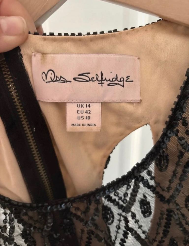 Miss Selfridge Black Sequin Occasion Dress UK 14 – As Good As New