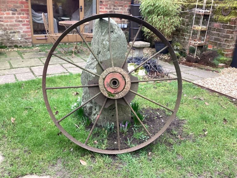 Vintage Agricultural implement cast iron wheel