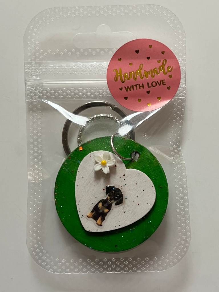 HAND CRAFTED KEY RING - DACHSHUND PUPPY