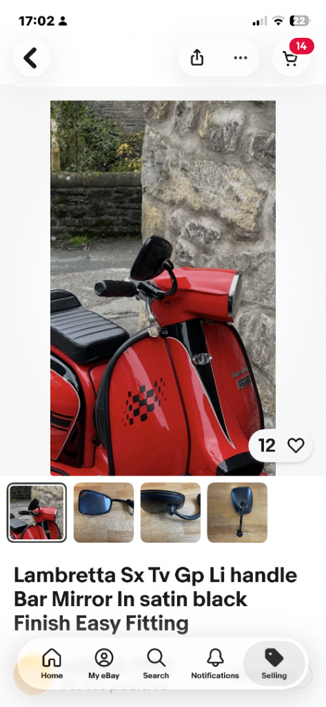 Lambretta handle mirror mirror