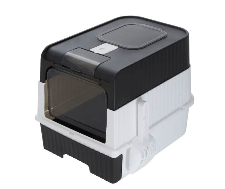 A new still boxed flat packed  large black x White  Enclosed Cat Litter 9