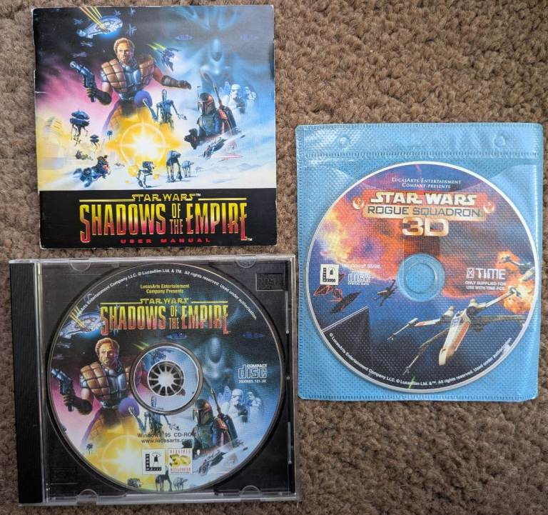 Star Wars Shadows of the Empire & Rogue Squadron 3D PC CD-ROM Game's RETRO