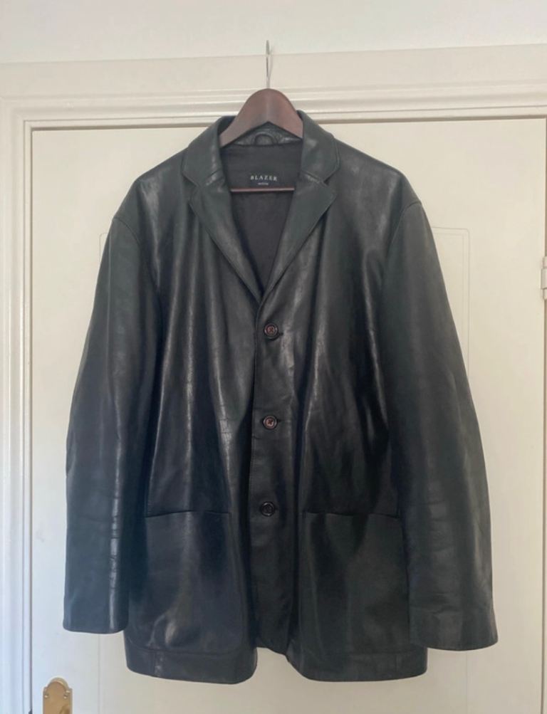 image for Black leather blazer jacket size M by Blazer 
