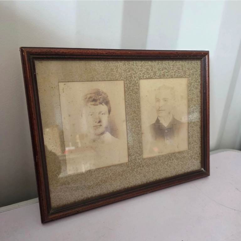 Antique Framed Photos Headshots Poss Mr And Mrs Victorian Era Style Pictures