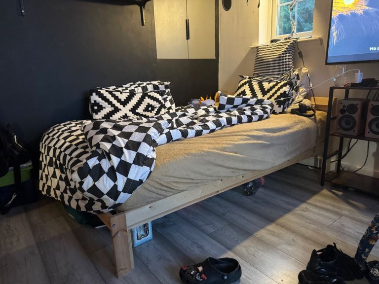 IKEA WOODEN FRAME DOUBLE BED