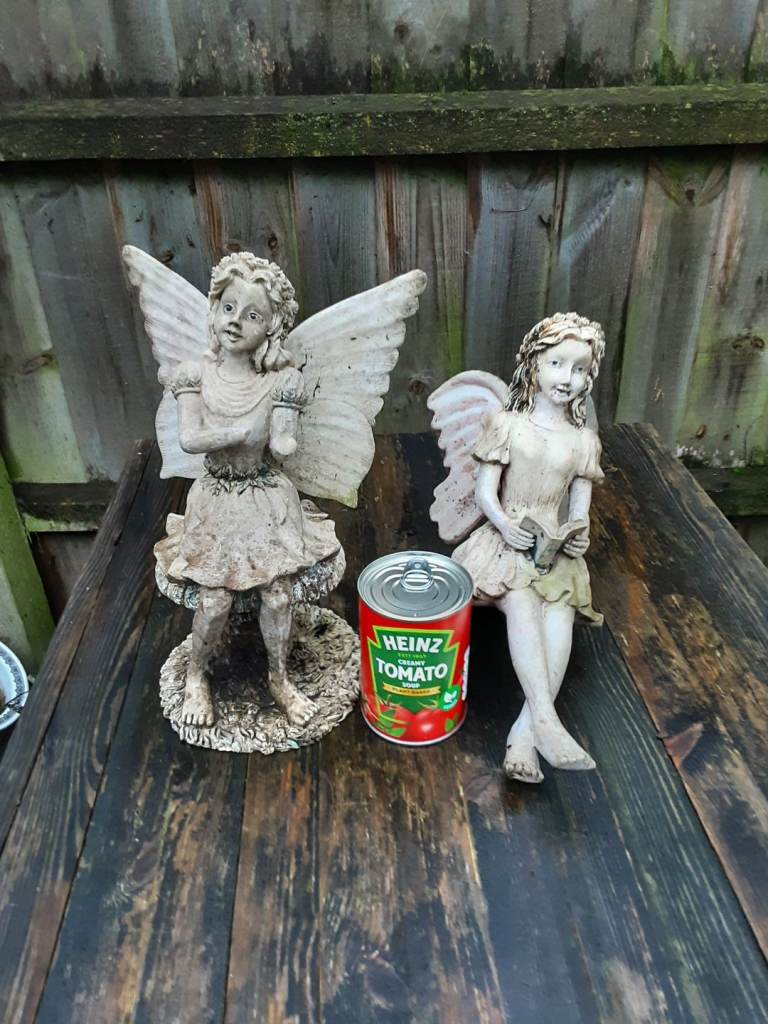 Vintage fairies fairy garden ornament reading book 