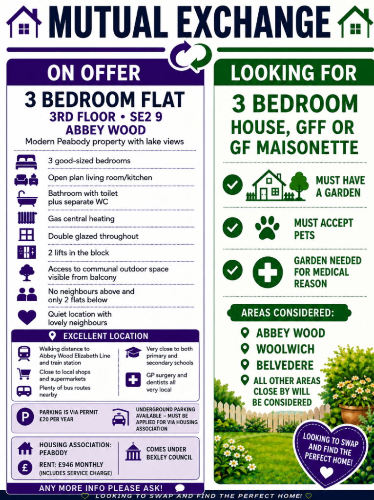 3 bedroom newer build flat Abbey Wood 