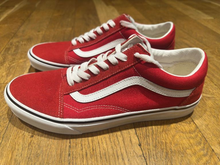 Vans ‘Off The Wall’ Red Canvas Classic Skateboard Shoes “Premium Old Skool Shoes
