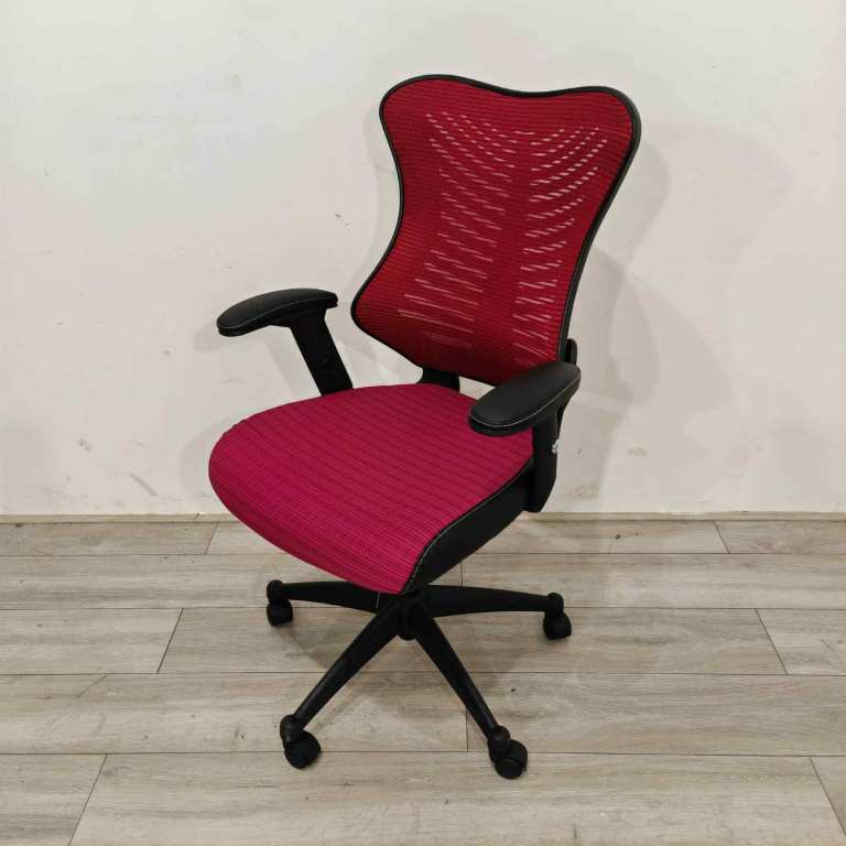 BOXED Operator Chair, Adjustable, Burgundy Mesh, Black Swivel Base