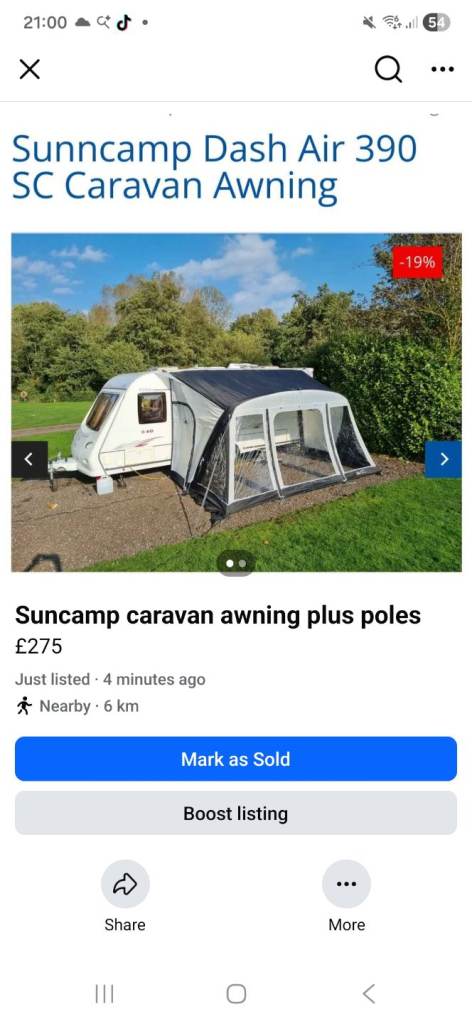 Suncamp awning with King poles for canopy 