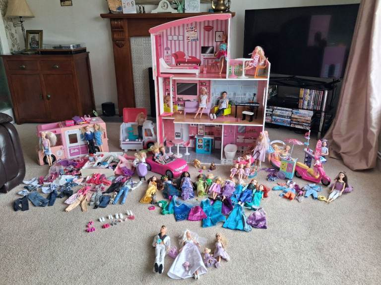 Dolls house, vehicles, dolls accessories 