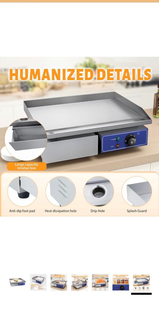 Electric Griddle Commercial Counter Top Stainless Steel
