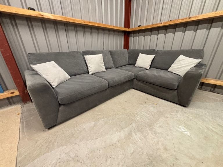 DFS ‘Orka’ L shape corner closed arm sofa in graphite grey, delivery available RRP £999