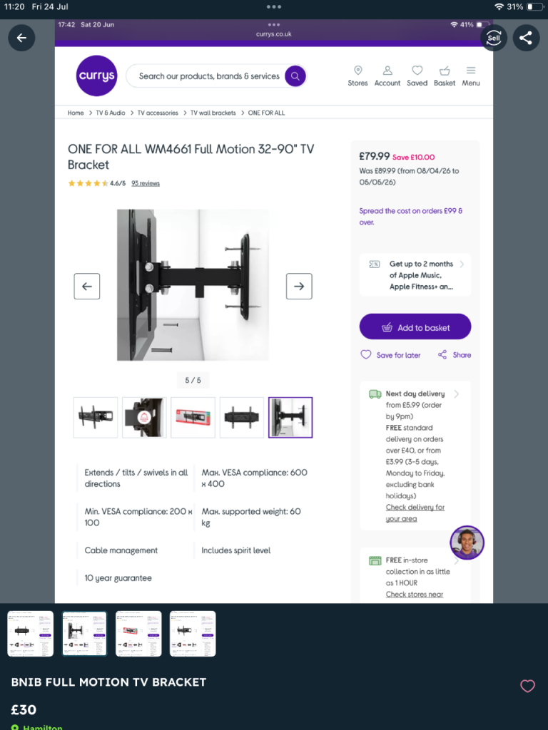 New Full Motion TV Wall Mount Bracket