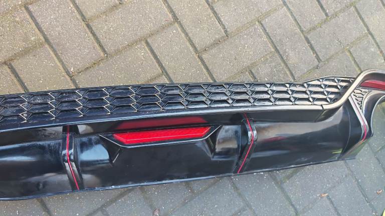 Audi A7 S7 Rear Diffuser RS7 Look Gloss Black with Black Tips