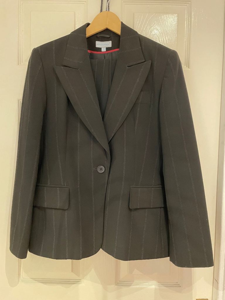 Women's Black Pinstripe Suit - Jacket and Trousers, As Good As New