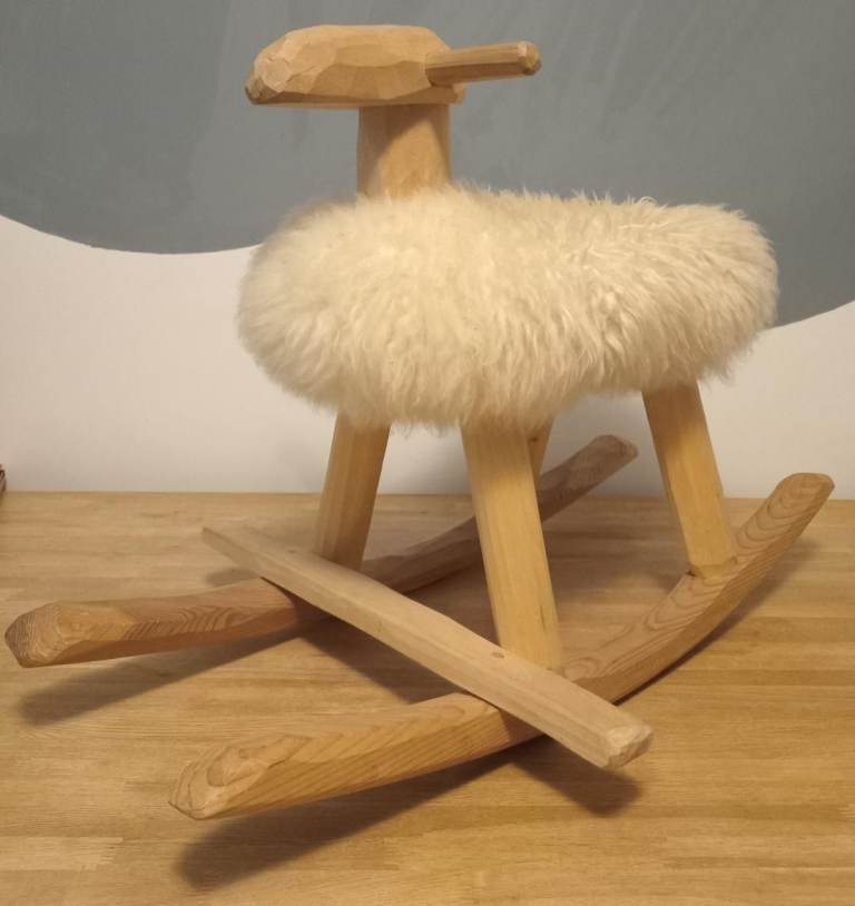 Estonian Handcrafted Wooden Rocking Sheep