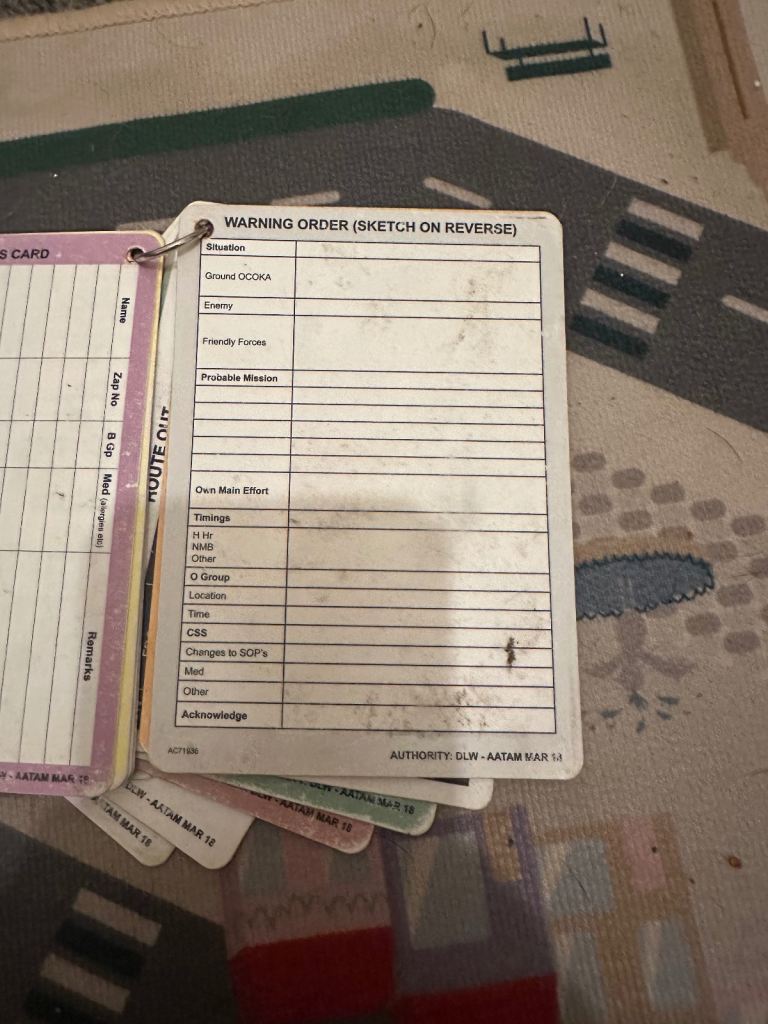 Military slates cards 