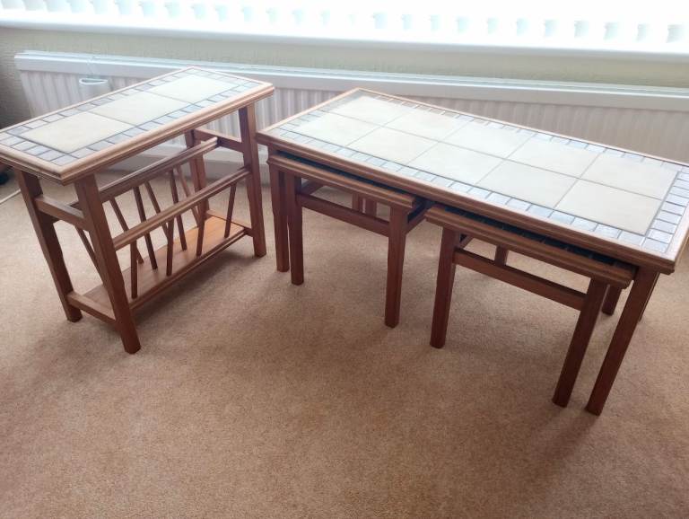 Coffee table nest and magazine rack set