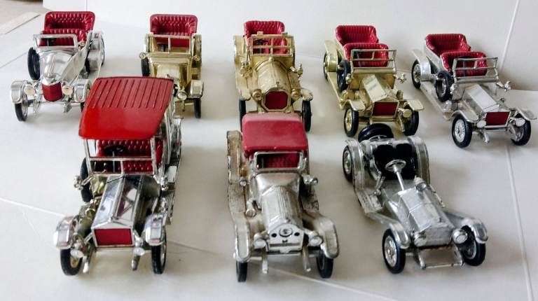 Eight chrome and gold Matchbox yesteryear models