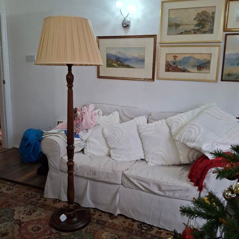 Vintage Floor Lamp with Cream Shade