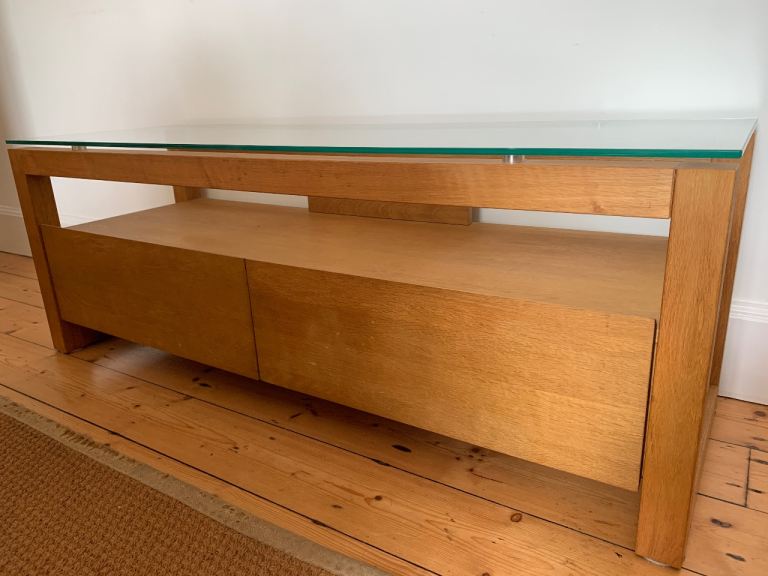 Next | Contemporary Oak & Glass TV or Low Unit