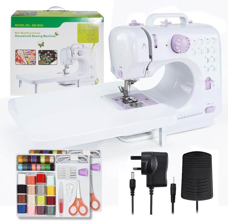 Margolongte SM-505A Beginner Sewing Machine 12 Stitch Foot Pedal Extension Table Accessories