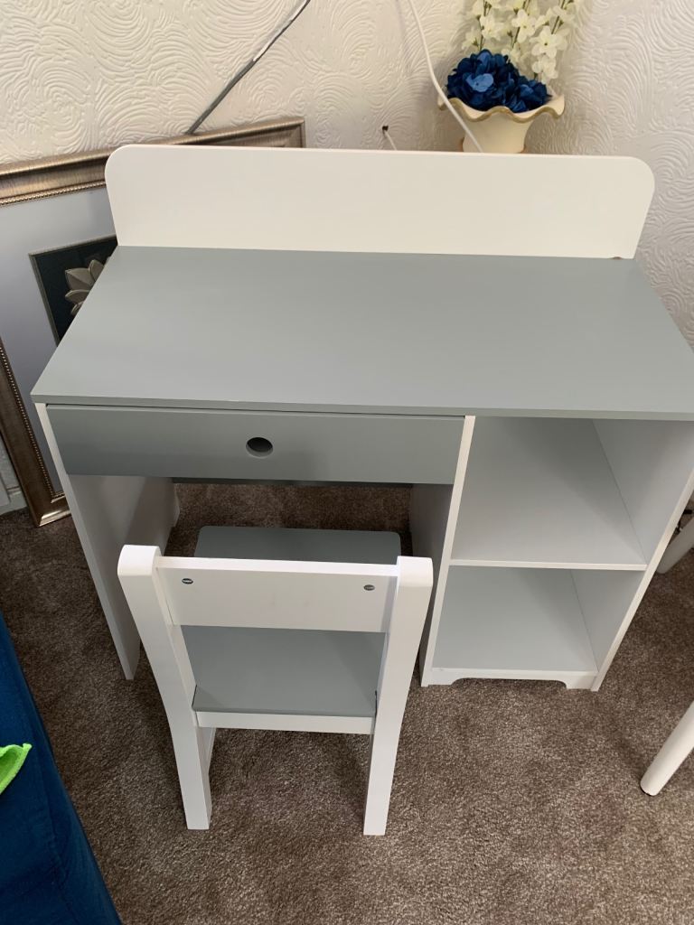 Dunelm Kids White and Grey Desk & Chair Set