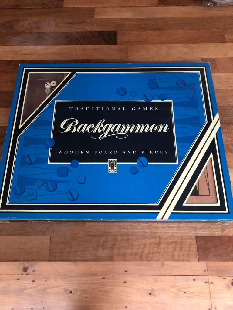 New Wooden backgammon board and pieces.