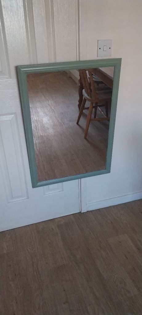 Lovely Green Framed Wall Mirror, Good Condition