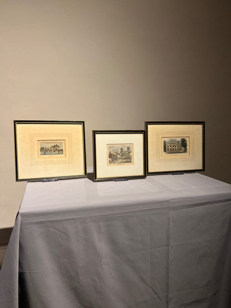 Antique Victorian Pictures (Set of 3): Bedford Bridge, Jews’ House Lincoln & Bedford Grammar School