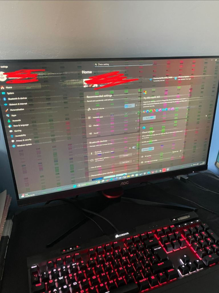 AOC 24G2SAE Gaming Monitor 23.8” for Spares or Repairs (TURNS ON WITH SCREEN ISSUES)