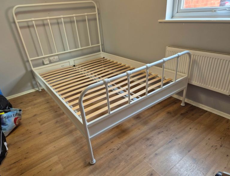 IKEA STJÄRNÖ Bed frame, white/Luröy,