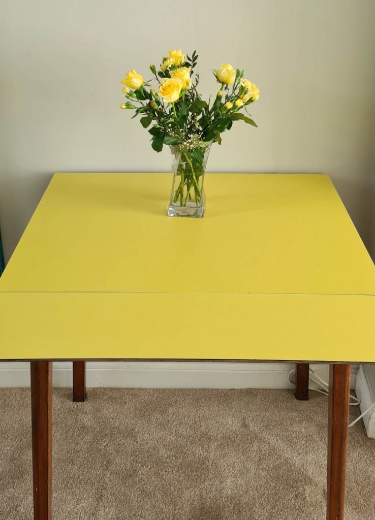 Vintage 1960s Yellow Formica Drop-Leaf Table | Mid-Century Retro